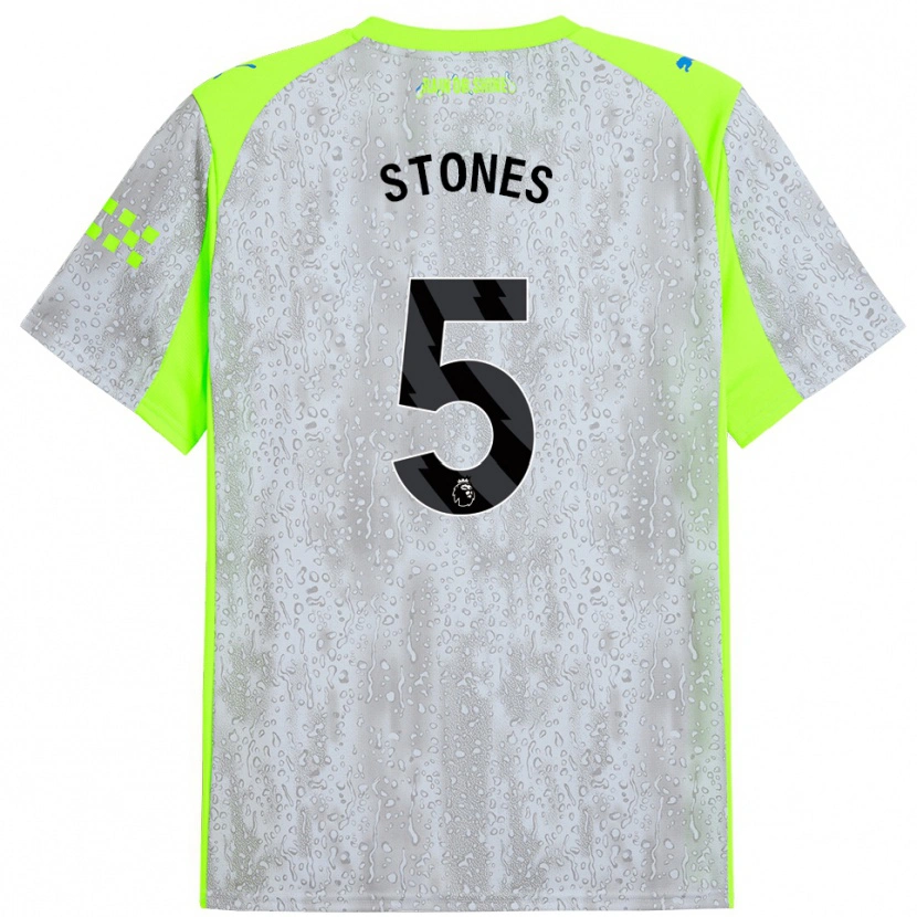 Danxen Criança Camisola John Stones #5 Cinza Amarelo Terceiro 2025/26 Camisa