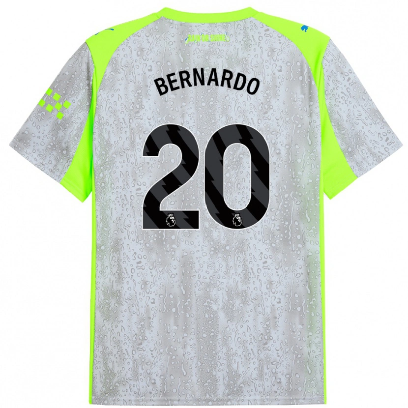 Danxen Criança Camisola Bernardo Silva #20 Cinza Amarelo Terceiro 2025/26 Camisa