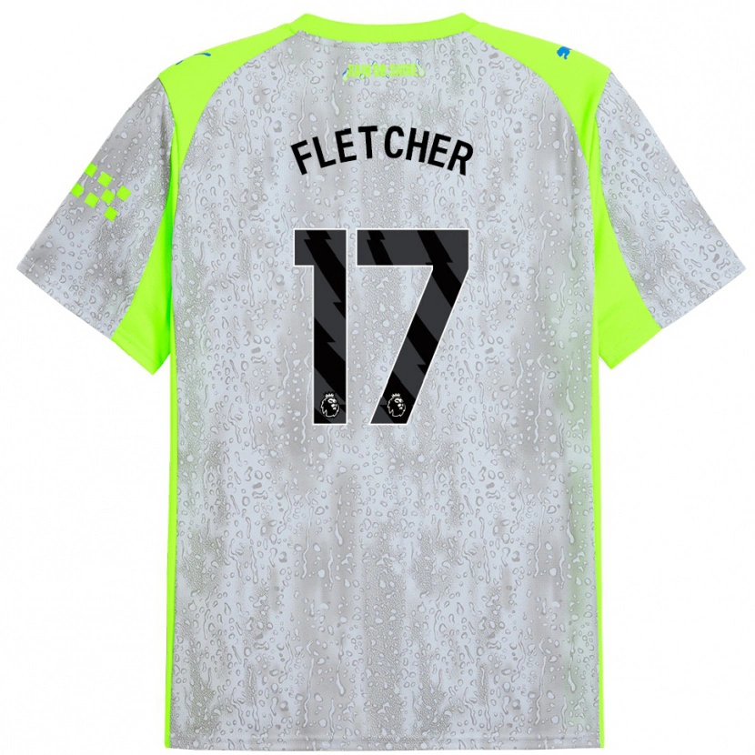 Danxen Criança Camisola Luca Fletcher #17 Cinza Amarelo Terceiro 2025/26 Camisa