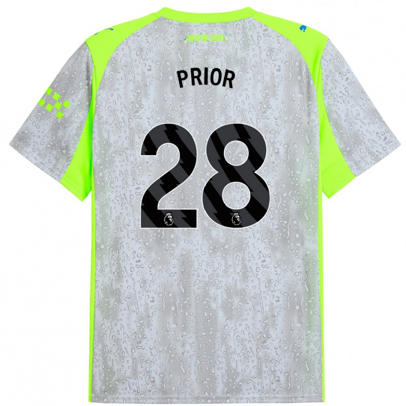 Danxen Criança Camisola Gracie Prior #28 Cinza Amarelo Terceiro 2025/26 Camisa