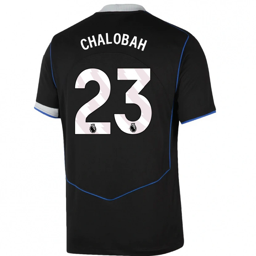Danxen Criança Camisola Trevoh Chalobah #23 Preto Azul Prata Terceiro 2025/26 Camisa