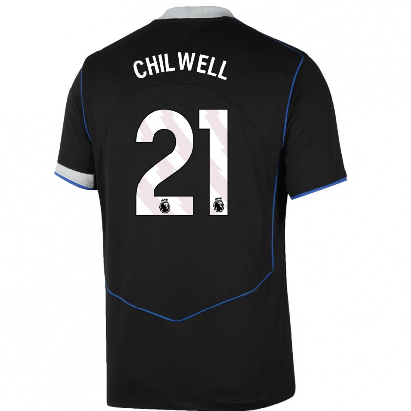 Danxen Criança Camisola Ben Chilwell #21 Preto Azul Prata Terceiro 2025/26 Camisa