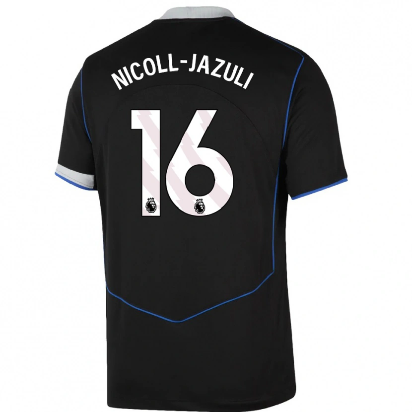 Danxen Criança Camisola Mahdi Nicoll-Jazuli #16 Preto Azul Prata Terceiro 2025/26 Camisa