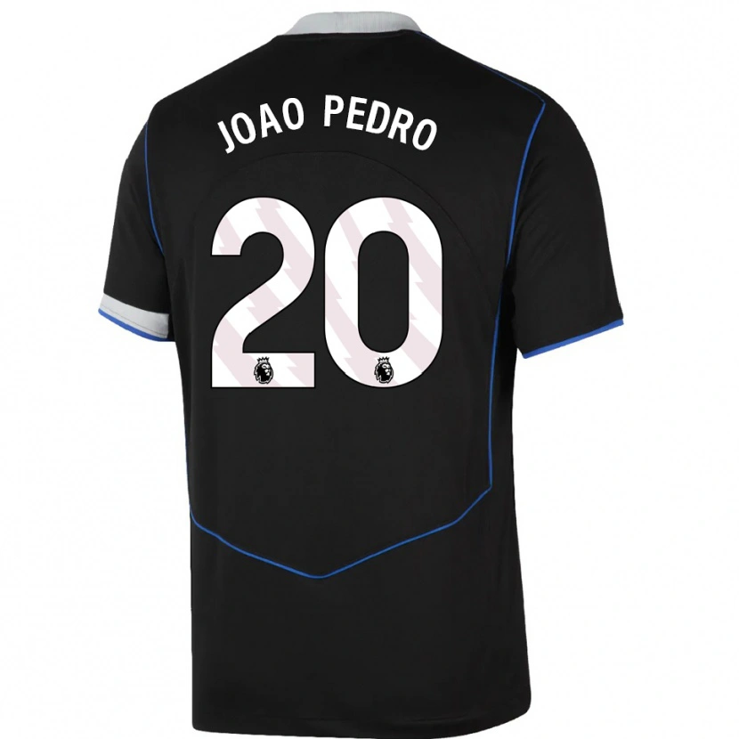 Danxen Criança Camisola João Pedro #20 Preto Azul Prata Terceiro 2025/26 Camisa