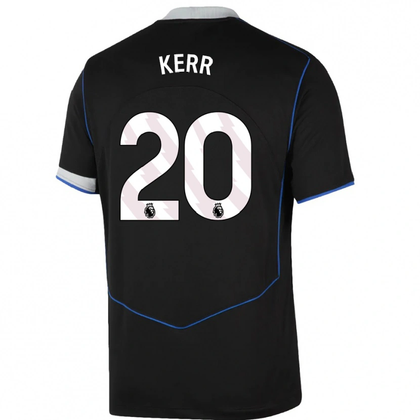 Danxen Criança Camisola Sam Kerr #20 Preto Azul Prata Terceiro 2025/26 Camisa