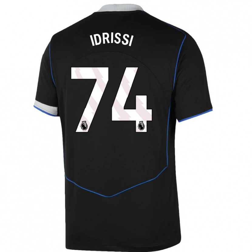 Danxen Criança Camisola Yahya Idrissi #74 Preto Azul Prata Terceiro 2025/26 Camisa