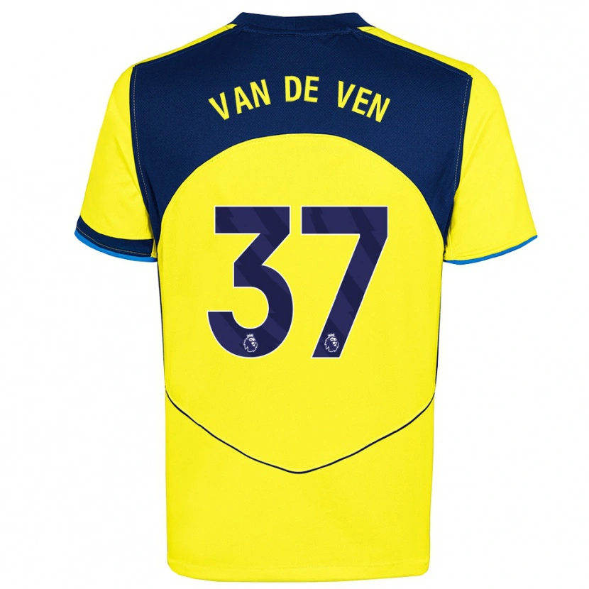 Danxen Criança Camisola Micky Van De Ven #37 Amarelo Marinho Terceiro 2025/26 Camisa
