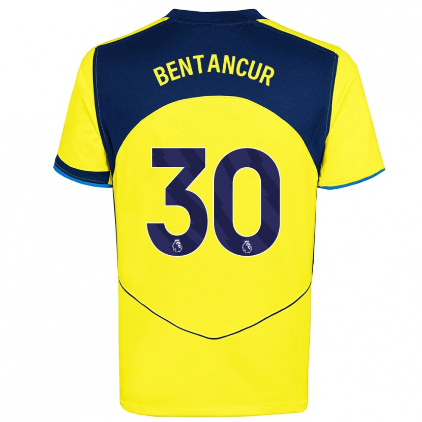 Danxen Criança Camisola Rodrigo Bentancur #30 Amarelo Marinho Terceiro 2025/26 Camisa