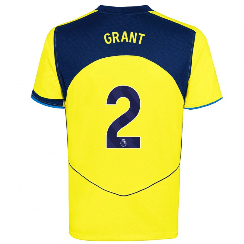 Danxen Criança Camisola Charlotte Grant #2 Amarelo Marinho Terceiro 2025/26 Camisa