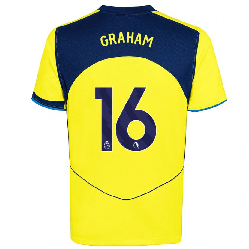 Danxen Criança Camisola Kit Graham #16 Amarelo Marinho Terceiro 2025/26 Camisa