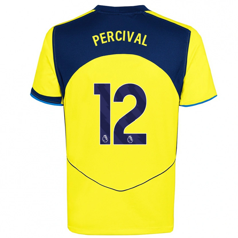 Danxen Criança Camisola Ria Percival #12 Amarelo Marinho Terceiro 2025/26 Camisa