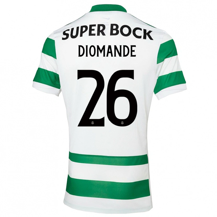 Danxen Homem Camisola Ousmane Diomande #26 Verde Branco Principal 2025/26 Camisa