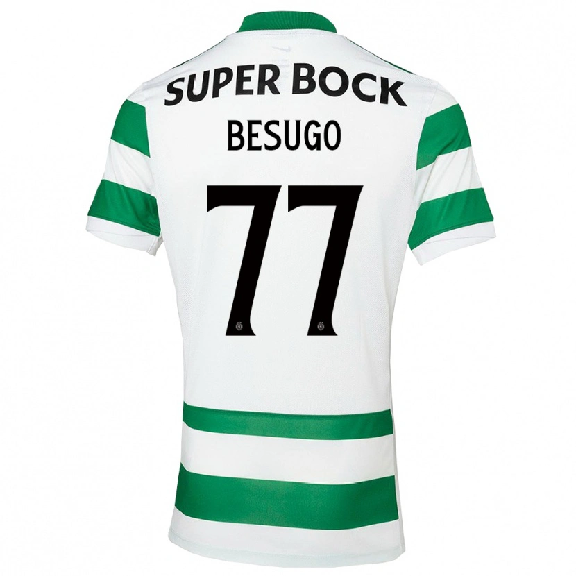 Danxen Homem Camisola Rafael Besugo #77 Verde Branco Principal 2025/26 Camisa