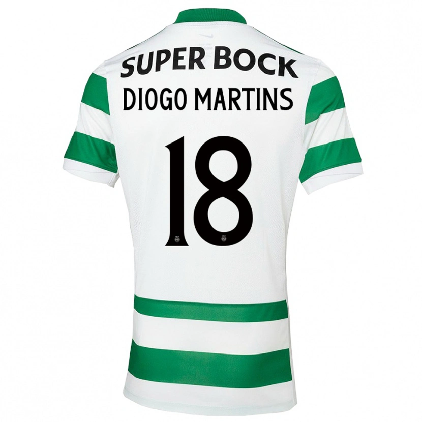 Danxen Homem Camisola Diogo Martins #18 Verde Branco Principal 2025/26 Camisa