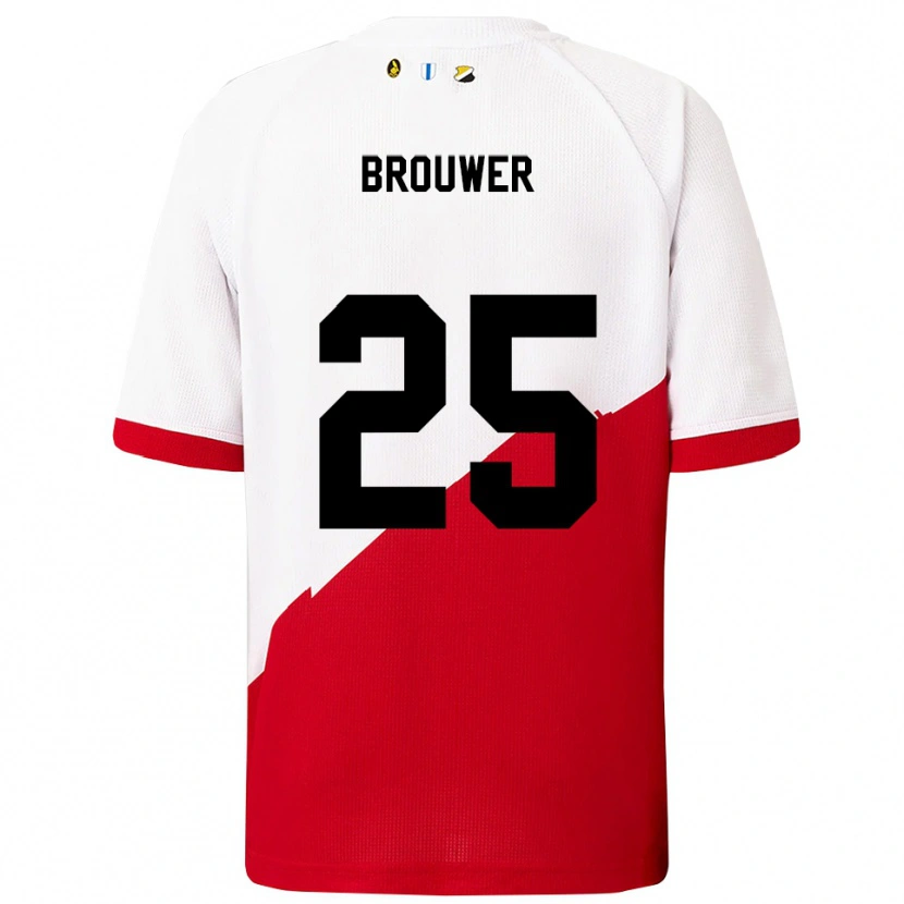 Danxen Homem Camisola Michael Brouwer #25 Branco Vermelho Principal 2025/26 Camisa