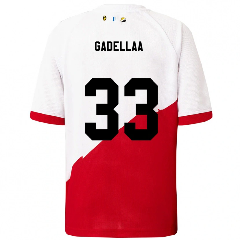 Danxen Homem Camisola Kevin Gadellaa #33 Branco Vermelho Principal 2025/26 Camisa