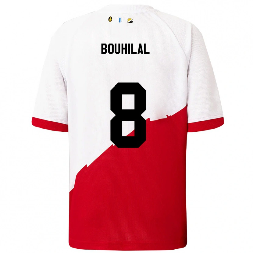 Danxen Homem Camisola Mohammed Bouhilal #8 Branco Vermelho Principal 2025/26 Camisa