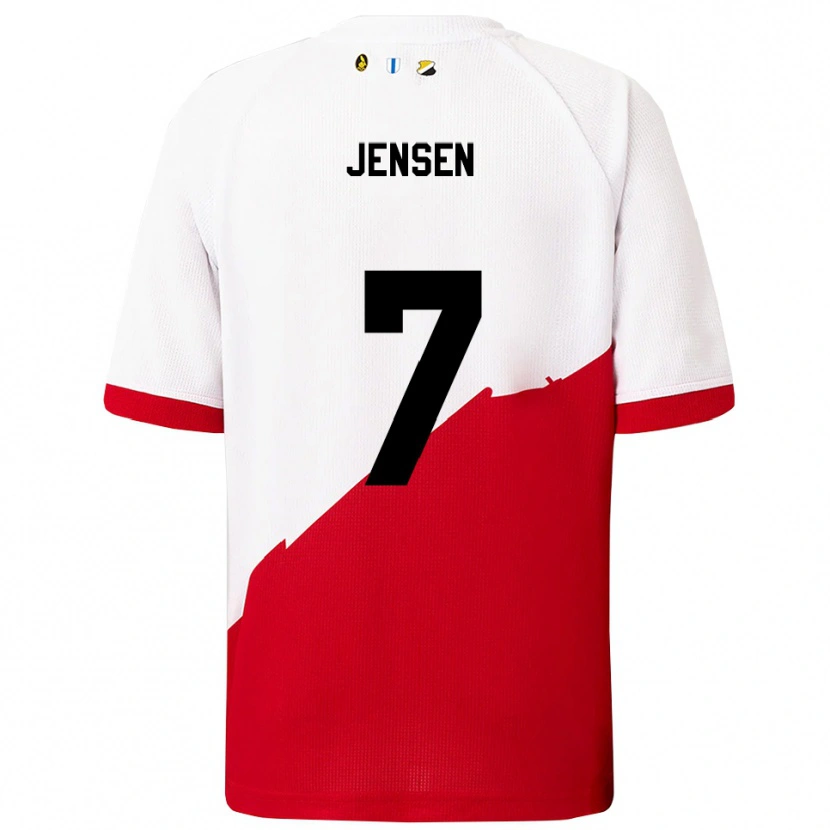 Danxen Homem Camisola Victor Jensen #7 Branco Vermelho Principal 2025/26 Camisa