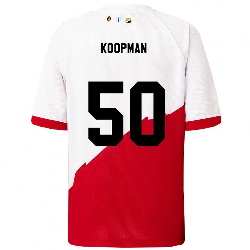 Danxen Homem Camisola Kyra Koopman #50 Branco Vermelho Principal 2025/26 Camisa