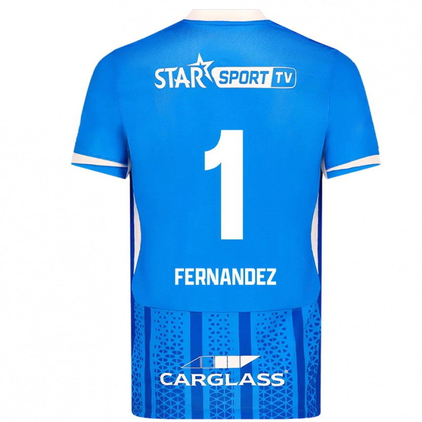Danxen Homem Camisola Elias Gonzalez Fernandez #1 Azul Branco Principal 2025/26 Camisa