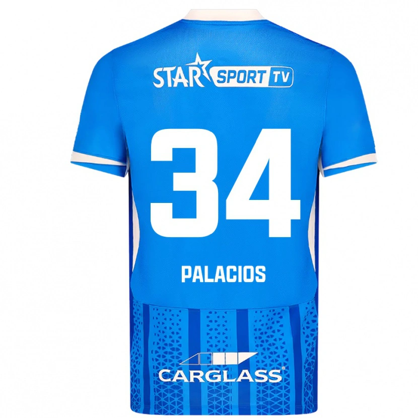 Danxen Homem Camisola Adrián Palacios #34 Azul Branco Principal 2025/26 Camisa