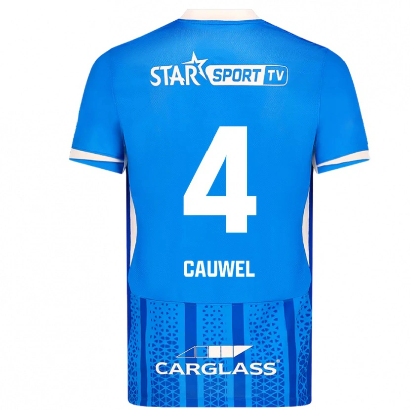 Danxen Homem Camisola Michiel Cauwel #4 Azul Branco Principal 2025/26 Camisa