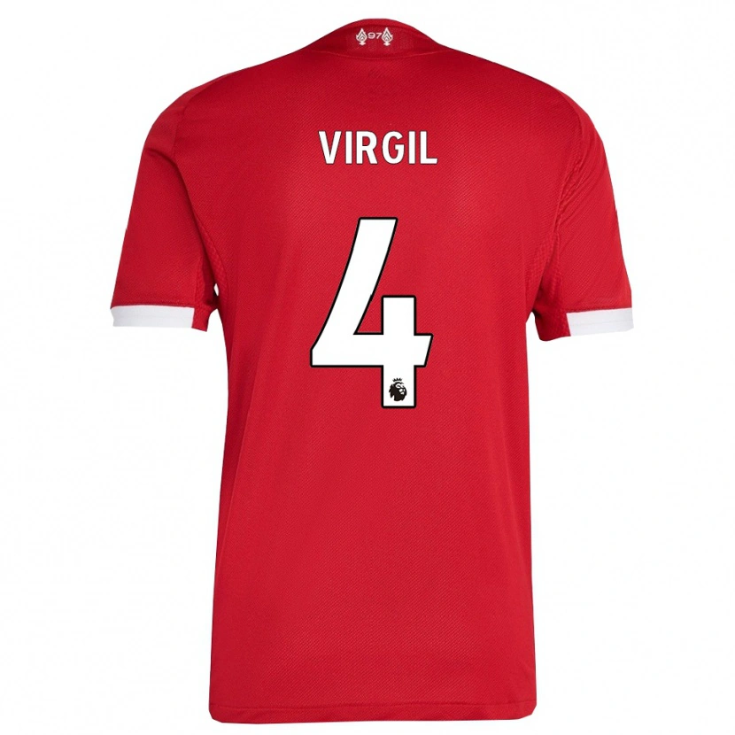 Danxen Homem Camisola Virgil Van Dijk #4 Vermelho Branco Principal 2025/26 Camisa