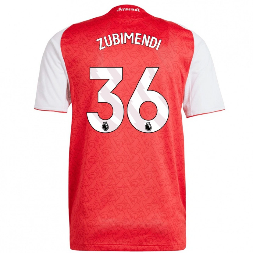 Danxen Homem Camisola Martín Zubimendi #36 Vermelho Branco Principal 2025/26 Camisa