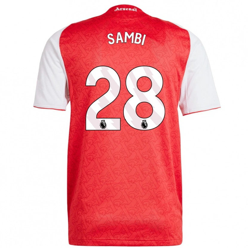 Danxen Homem Camisola Albert Sambi Lokonga #28 Vermelho Branco Principal 2025/26 Camisa