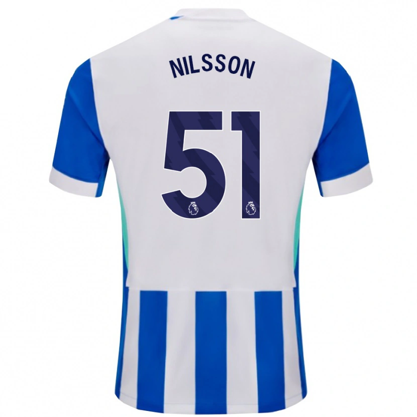 Danxen Homem Camisola Casper Nilsson #51 Azul Branco Principal 2025/26 Camisa