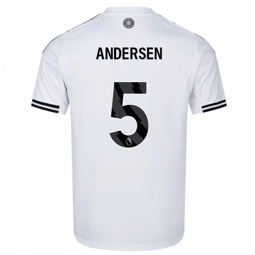 Danxen Homem Camisola Joachim Andersen #5 Branco Preto Principal 2025/26 Camisa