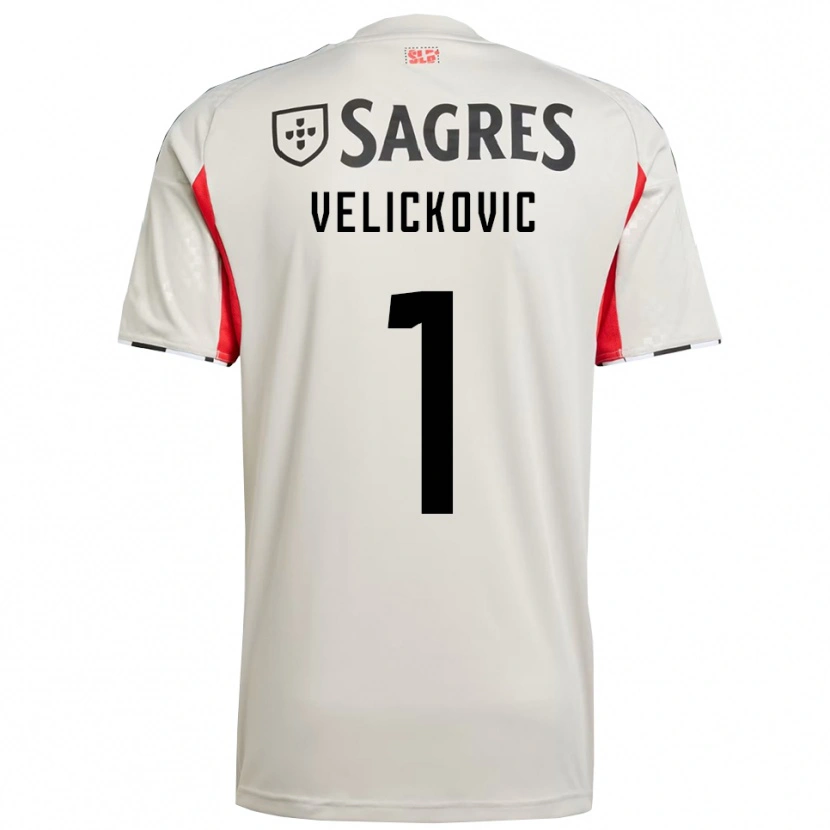 Danxen Homem Camisola Luka Veličković #1 Branco Sujo Vermelho Alternativa 2025/26 Camisa