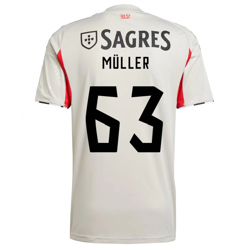 Danxen Homem Camisola José Müller #63 Branco Sujo Vermelho Alternativa 2025/26 Camisa