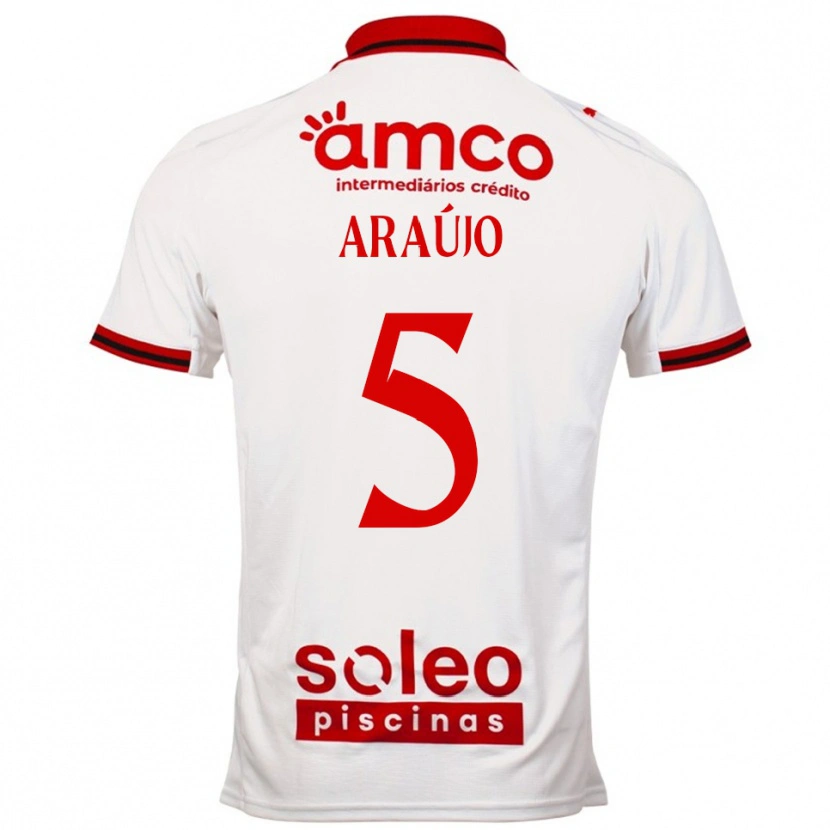 Danxen Homem Camisola Matheus Araújo #5 Branco Vermelho Alternativa 2025/26 Camisa