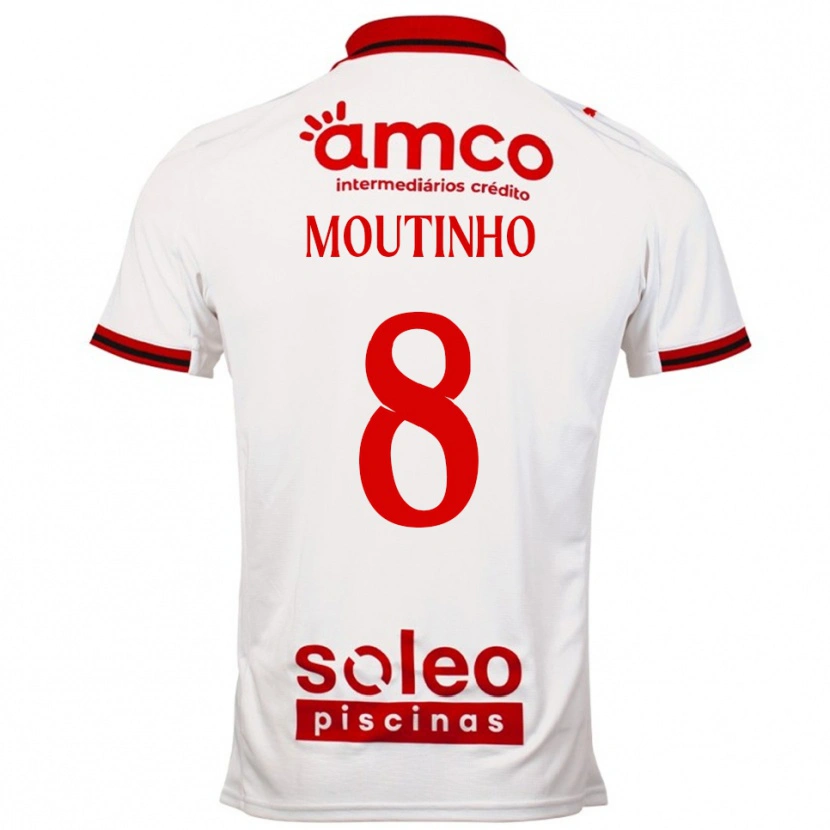 Danxen Homem Camisola João Moutinho #8 Branco Vermelho Alternativa 2025/26 Camisa