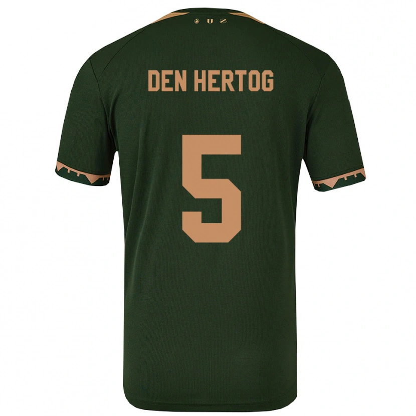 Danxen Homem Camisola Mees Den Hertog #5 Verde Dourado Alternativa 2025/26 Camisa