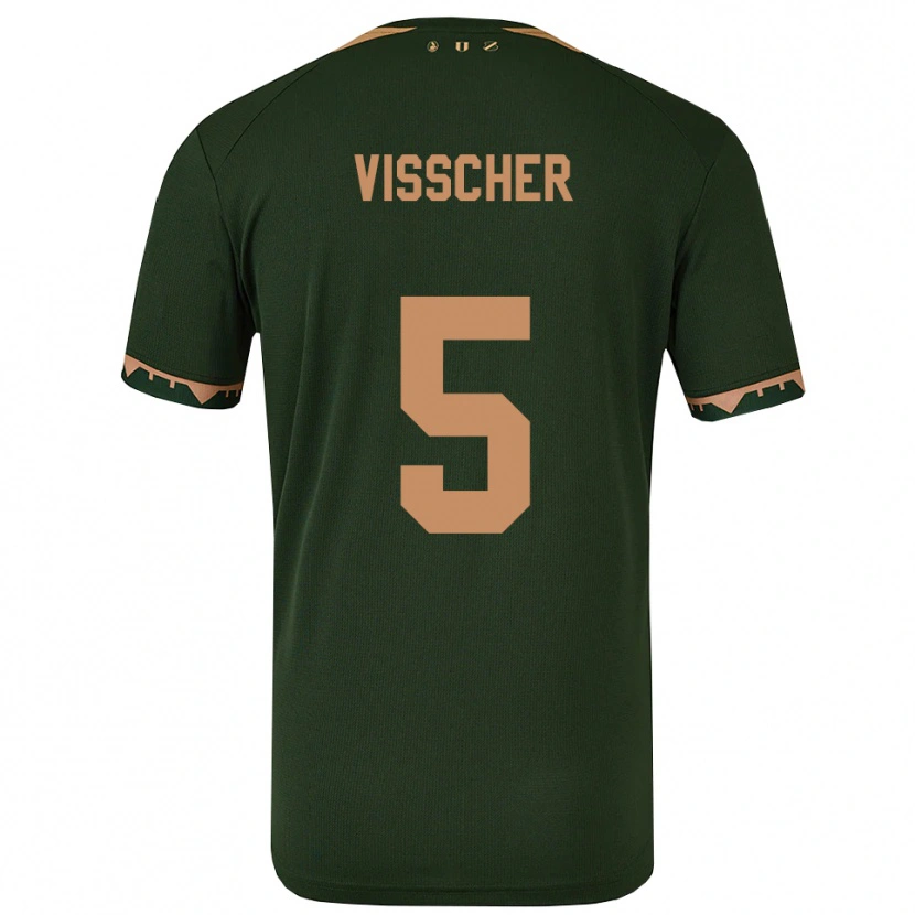 Danxen Homem Camisola Amber Visscher #5 Verde Dourado Alternativa 2025/26 Camisa