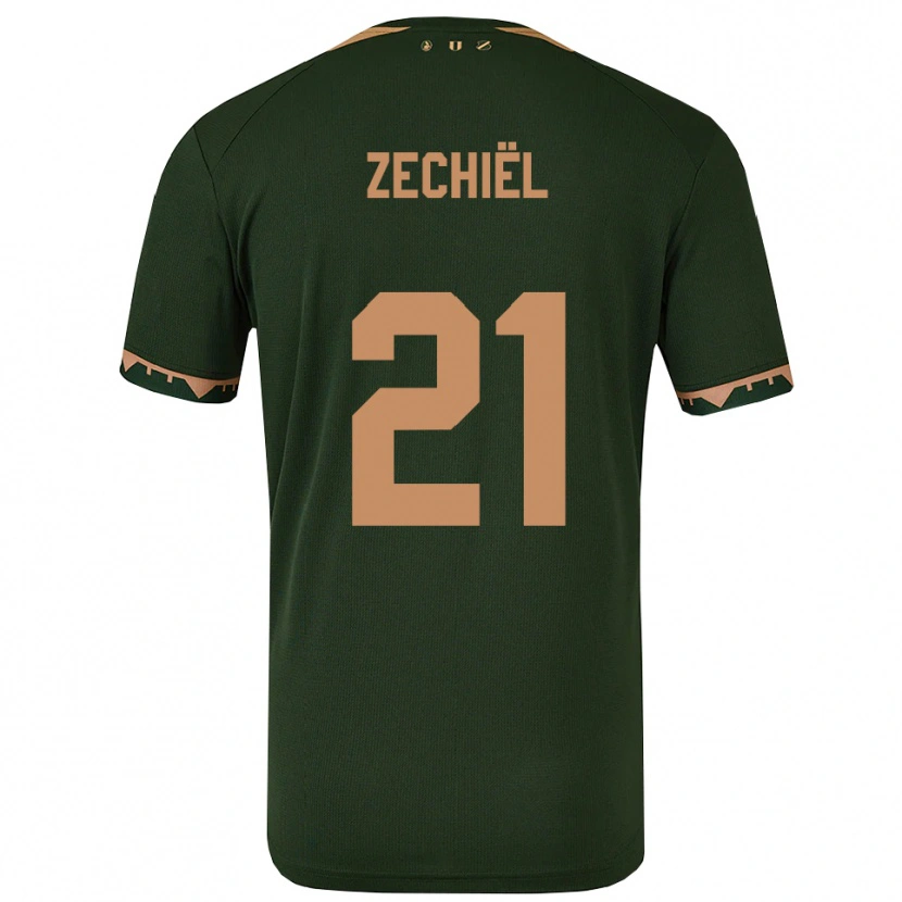Danxen Homem Camisola Gjivai Zechiël #21 Verde Dourado Alternativa 2025/26 Camisa