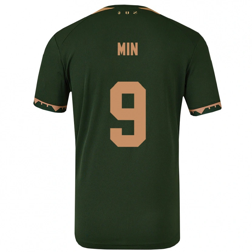 Danxen Homem Camisola David Min #9 Verde Dourado Alternativa 2025/26 Camisa