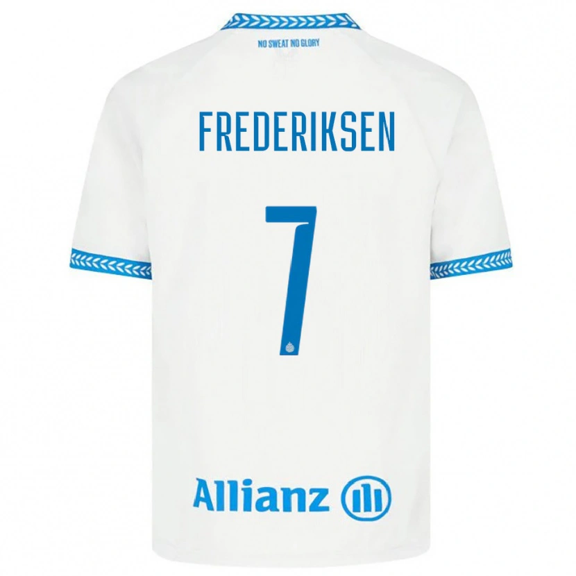 Danxen Homem Camisola Rebekka Frederiksen #7 Azul Branco Alternativa 2025/26 Camisa