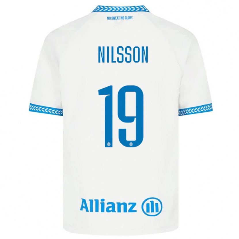 Danxen Homem Camisola Gustaf Nilsson #19 Azul Branco Alternativa 2025/26 Camisa