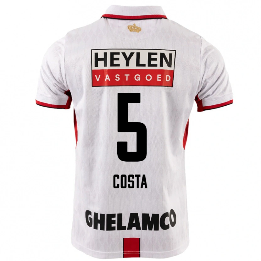 Danxen Homem Camisola Ayrton Costa #5 Branco Vermelho Alternativa 2025/26 Camisa