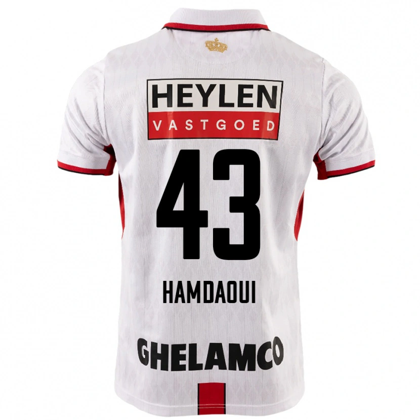 Danxen Homem Camisola Youssef Hamdaoui #43 Branco Vermelho Alternativa 2025/26 Camisa