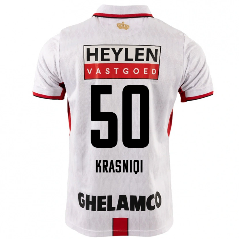 Danxen Homem Camisola Laurit Krasniqi #50 Branco Vermelho Alternativa 2025/26 Camisa