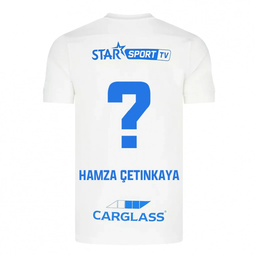 Danxen Homem Camisola Ayaz Hamza Çetinkaya #0 Branco Azul Alternativa 2025/26 Camisa