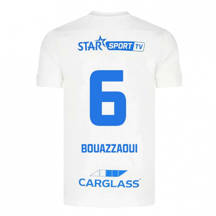 Danxen Homem Camisola Ilyas Bouazzaoui #6 Branco Azul Alternativa 2025/26 Camisa