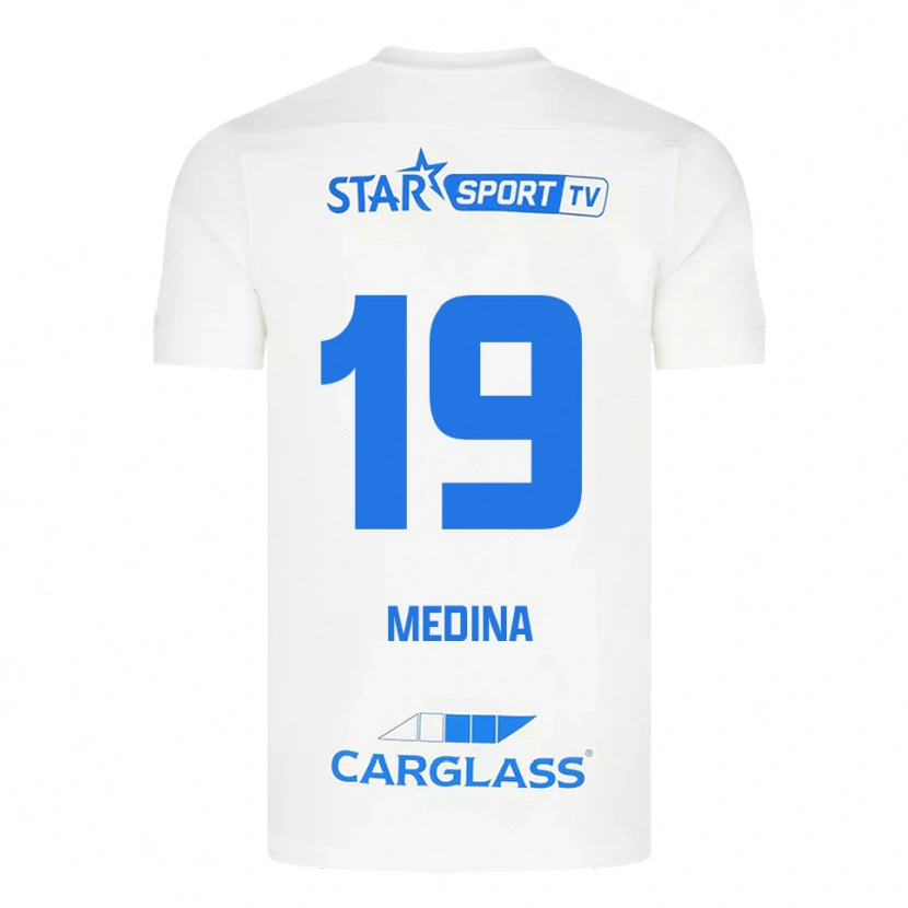 Danxen Homem Camisola Yaimar Medina #19 Branco Azul Alternativa 2025/26 Camisa