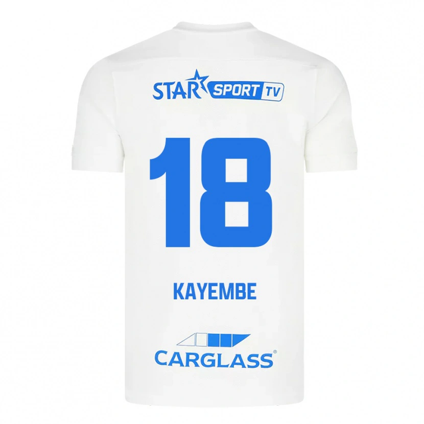 Danxen Homem Camisola Joris Kayembe #18 Branco Azul Alternativa 2025/26 Camisa