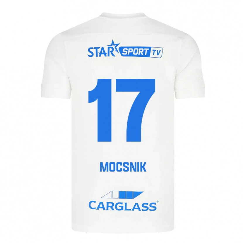 Danxen Homem Camisola Manu Mocsnik #17 Branco Azul Alternativa 2025/26 Camisa