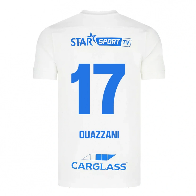 Danxen Homem Camisola Fady Ouazzani #17 Branco Azul Alternativa 2025/26 Camisa
